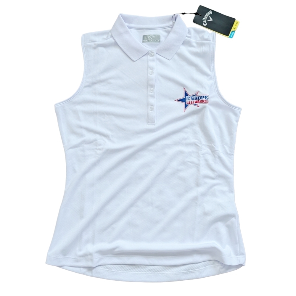 Callaway Brilliant White Opti Dri Sleeveless Polo Top NWT Size Medium